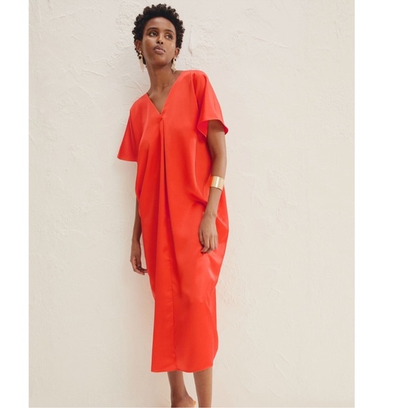 H&M Dresses & Skirts - NWT H&M Red/Orange Satin Kaftan Dress Size XS/S